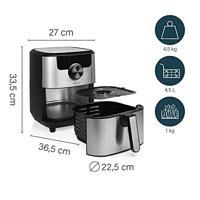 Princess 01.182037.01.001 Airfryer 4.5 l 1500 W Appbased, Timerfunctie Zwart, Zilver - thumbnail