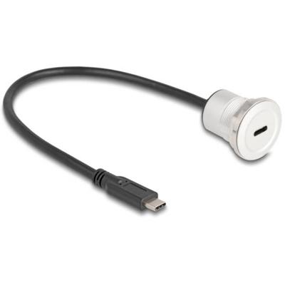 Delock 88183 USB-C-kabel USB-C stekker, USB-C bus 0.30 m Zwart, Zilver
