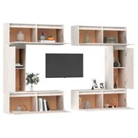 Tv-meubelen 6 st massief grenenhout wit - thumbnail