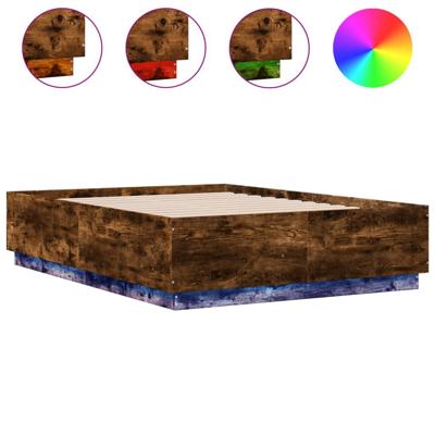 Bedframe met LED-verlichting sonoma eikenkleurig 135x190 cm