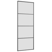 Schuifdeur met beslagset 76x205 cm ESG glas zwart - thumbnail