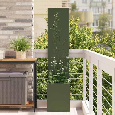 VidaXL Tuin privacy screen bloemen olijfgroen 32 x 32 x 150 cm