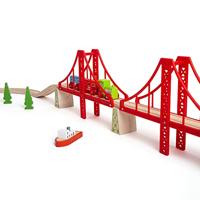 Bigjigs houten rails - dubbele hangbrug, 7dlg. - thumbnail