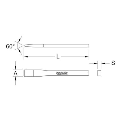 KS Tools Muurbeitel, 8-kant, 30 x 300 mm 1620483