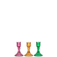 J-Line Kandelaar Tulp Glas Mix Assortiment Van Drie - thumbnail