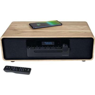 Microsistema Bluetooth - THOMSON - Legno/Nero - Radio FM/DAB+/CD/MP3/USB/Induzione, 75W, display LCD, Telecomando, Alimentatore. 230 V