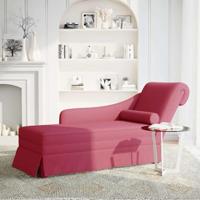 Chaise longue met bolster en rechterarmleuning fluweel wijnrood - thumbnail