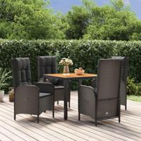 5-delige Tuinset met kussens poly rattan zwart - thumbnail