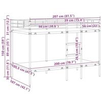 Stapelbed zonder matras 107x203 cm staal zwart - thumbnail