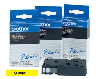 Brother TC-691 Labeltape Kunststof Tapekleur: Geel Tekstkleur: Zwart 9 mm 7.7 m
