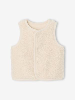 Mouwloos baby vest in imitatiebont vanille