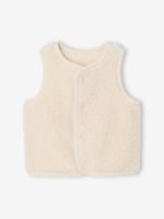 Mouwloos baby vest in imitatiebont vanille - thumbnail