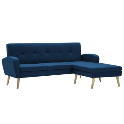 vidaXL Bank L-vormig 186x136x79 cm stof blauw