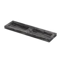 INK Pitch Wastafel keramische slab bak dubbel met drain en front en side skirts 2 kraangaten 160x45x9 Venice brown glossy - thumbnail