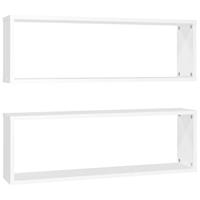 Wandschappen kubus 2 st 80x15x26,5 cm bewerkt hout wit - thumbnail