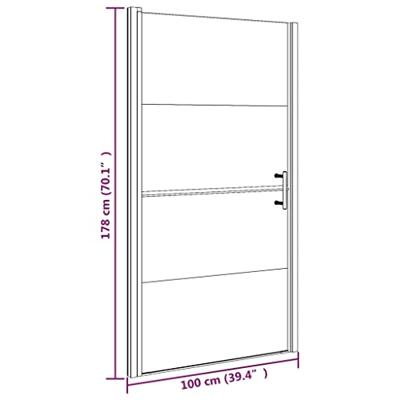 Douchedeur halfmat 100x178 cm gehard glas zwart - thumbnail