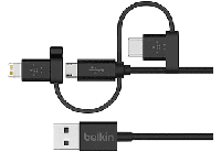 Belkin Micro-USB-kabel (met Lightning-Connector-adapter, 0,9 m, geschikt voor Samsung Galaxy, iPad, iPhone 8/8 Plus, iPhone X, iPhone 6/6s/6 Plus/6s Plus, iPhone 7/7Plus, iPhone SE) zwart - thumbnail