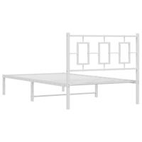 Bedframe met hoofdbord metaal wit 100x190 cm - thumbnail