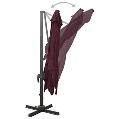 VidaXL Zweefparasol met paal en led-verlichting 300 cm bordeauxrood
