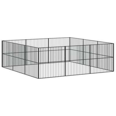 Hondenkennel 12 panelen gepoedercoat staal zwart