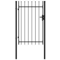 VidaXL Poort met puntige bovenkant enkel 1x1,5 m staal zwart - thumbnail
