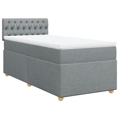 Boxspring met matras stof lichtgrijs 140x190 cm - thumbnail