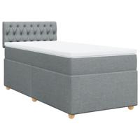 Boxspring met matras stof lichtgrijs 90x190 cm - thumbnail