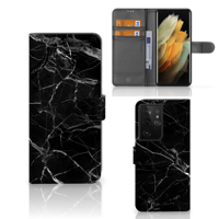 Samsung Galaxy S21 Ultra | Bookcase | Marmer Zwart - Origineel Cadeau Vader - thumbnail
