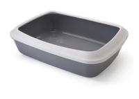 SAVIC KATTENBAK IRIZ MET RAND KOUDGRIJS / WIT - thumbnail