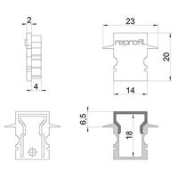 Deko Light 979141 Endkappe H-ET-02-08 Set 2 Stk, Grau Profieleindkap Kunststof (l x b x h) 23 x 6 x 20 mm 1 stuk(s) - thumbnail