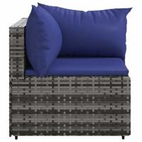 Tuinhoekbanken met kussens 2 st poly rattan grijs - thumbnail