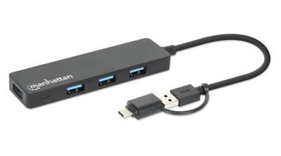 Manhattan 180863 180863 USB-hub 4 poorten USB-A USB 3.0 5 GBit/s Zwart
