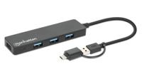 Manhattan 180863 180863 USB-hub 4 poorten USB-A USB 3.0 5 GBit/s Zwart - thumbnail