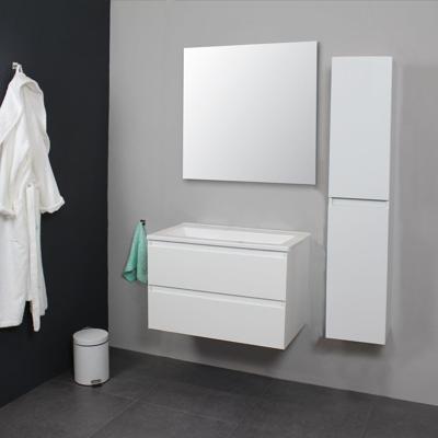 Badkamermeubel BWS Pepper Acryl Wastafel Incl Spiegel Zonder Kraangat 80x55x46 cm Wit Badkamermeubel BWS Pepper Acryl Wastafel Incl Spiegel Zonder Kraangat 80x55x46 cm Wit