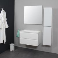 Badkamermeubel BWS Pepper Acryl Wastafel Incl Spiegel Zonder Kraangat 80x55x46 cm Wit - thumbnail