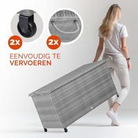 Polyrattan Kussenbox Grijs 122x56x61cm met wielen - thumbnail