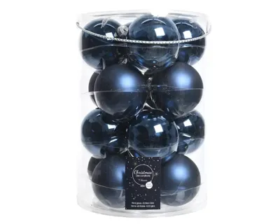 16 Kerstballen glas glans-mat diameter 8cm nacht blauw KSD - Ksd 16 Kerstballen glas glans-mat diameter 8cm nacht blauw KSD - Ksd