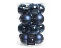 16 Kerstballen glas glans-mat diameter 8cm nacht blauw KSD - Ksd - thumbnail