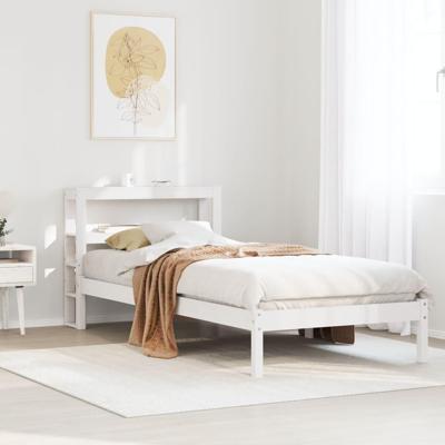 Bedframe zonder matras massief grenenhout wit 75x190 cm