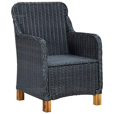 Tuinstoelen 2 st met kussens poly rattan donkergrijs - thumbnail