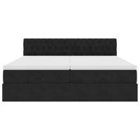 Ottoman bed met matrassen 200x200cm fluweel zwart - thumbnail