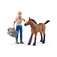 Schleich farm world dierenarts op bezoek bij merrie en veulen 42486 - thumbnail