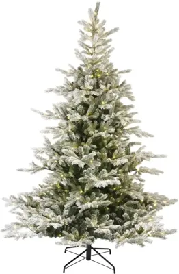 Everlands Grandis fir grote verlichte kunstkerstboom besneeuwd groen 240cm, 700 lampjes