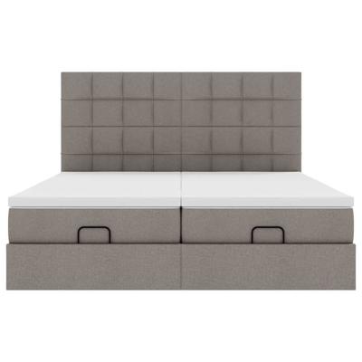 Ottoman bed met matrassen en LED's 180x200cm stof taupe