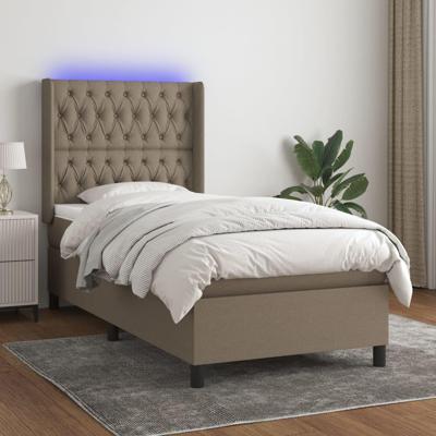 Boxspring met matras en LED stof taupe 90x190 cm