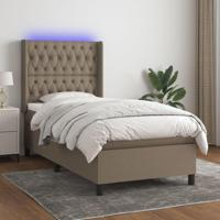 Boxspring met matras en LED stof taupe 90x190 cm - thumbnail
