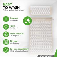 Tunturi Acupressuur Mat met kussen | Spijkermat | Meditatie Mat | Acupunctuur Set | 83x42 cm | Beige - thumbnail