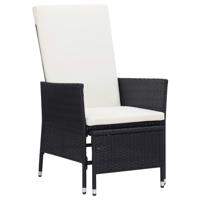 VidaXL Tuinstoel verstelbaar met kussens poly rattan zwart - thumbnail