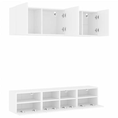 5-delige Tv-meubelset bewerkt hout wit - thumbnail