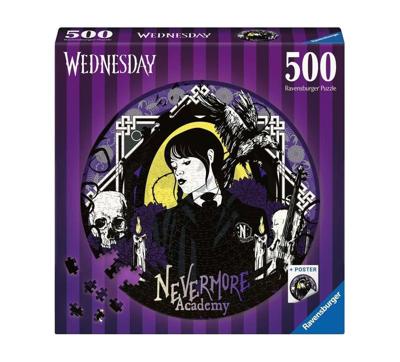 Ravensburger ronde puzzel - Wednesday Adams - 500 stukjes - Cartoons en strips - Vanaf 10 jaar